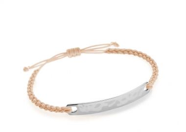Βραχιόλι συλλογή Made For U από ασήμι 925 επιχρυσωμένο | Χειροποίητο κόσμημα με nude κορδόνι και χάραξη με το Δικό σου κείμενο -  - 